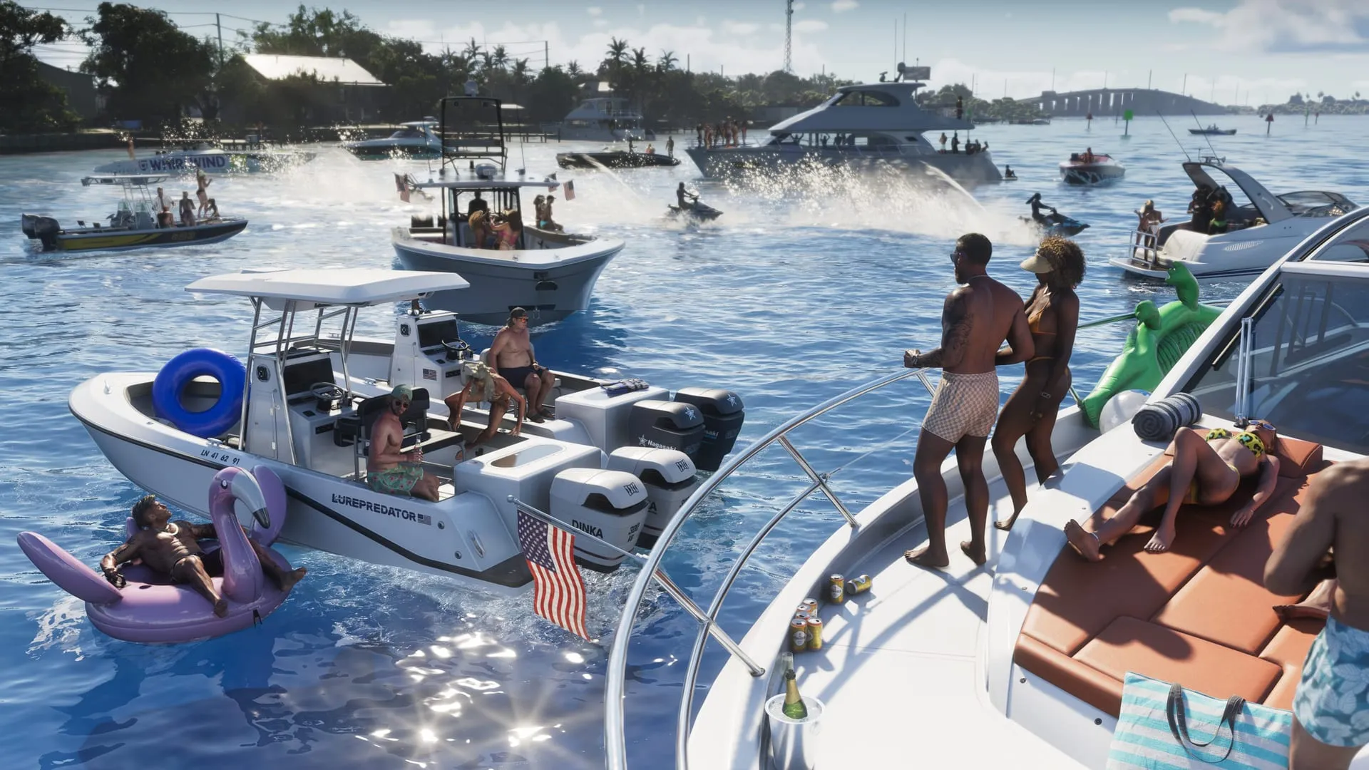 Des bateaux de plaisance et des fêtards au large des Leonida Keys